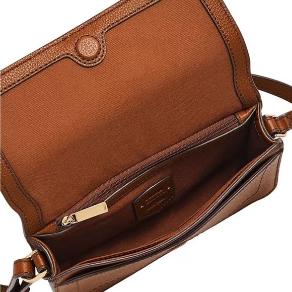 FOSSIL Handbag Zoey Magnetic Buckle Crossbody Brown Leather Bag AUTHENTIC NWT - Picture 3 of 8